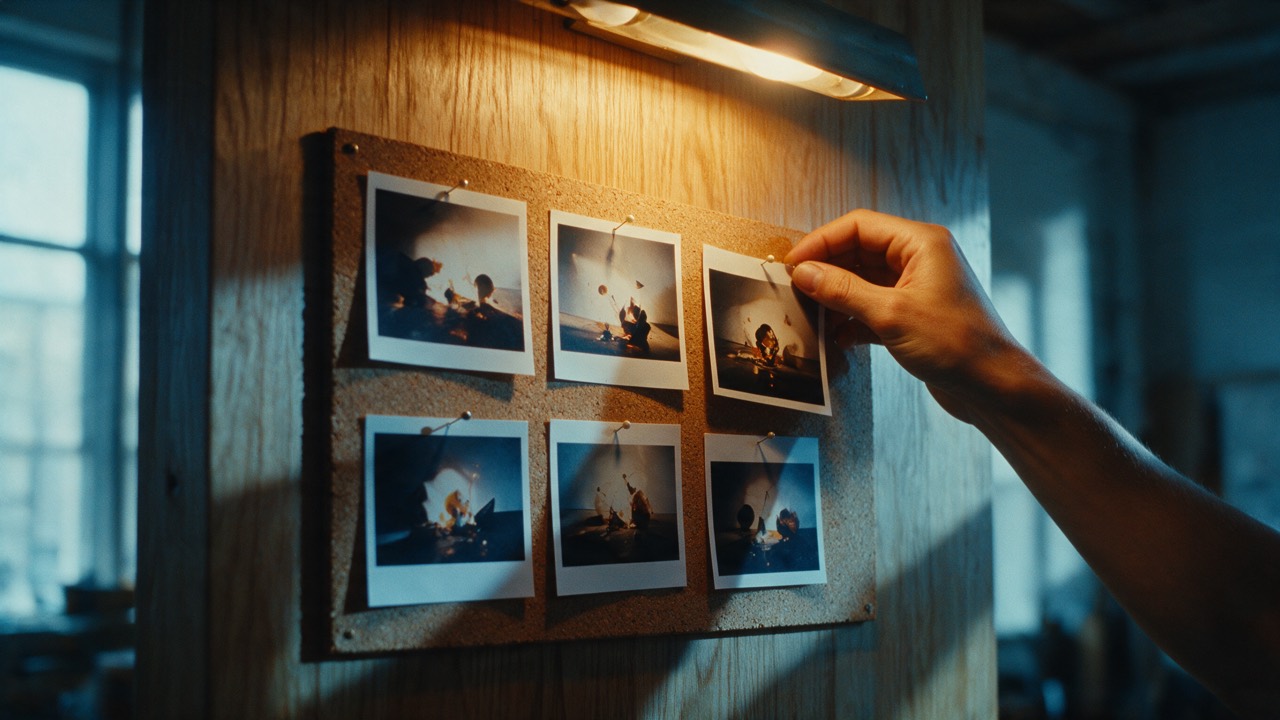 A workstation showing several variants of the same shot side by side